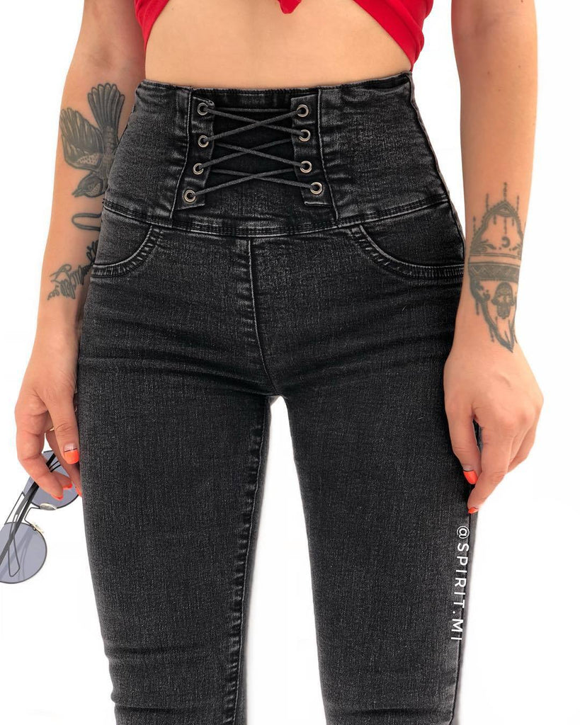 New Women Gothic Sexy Jeans Fashion Streetwear Hight Waist Punk Long Skinny Pants