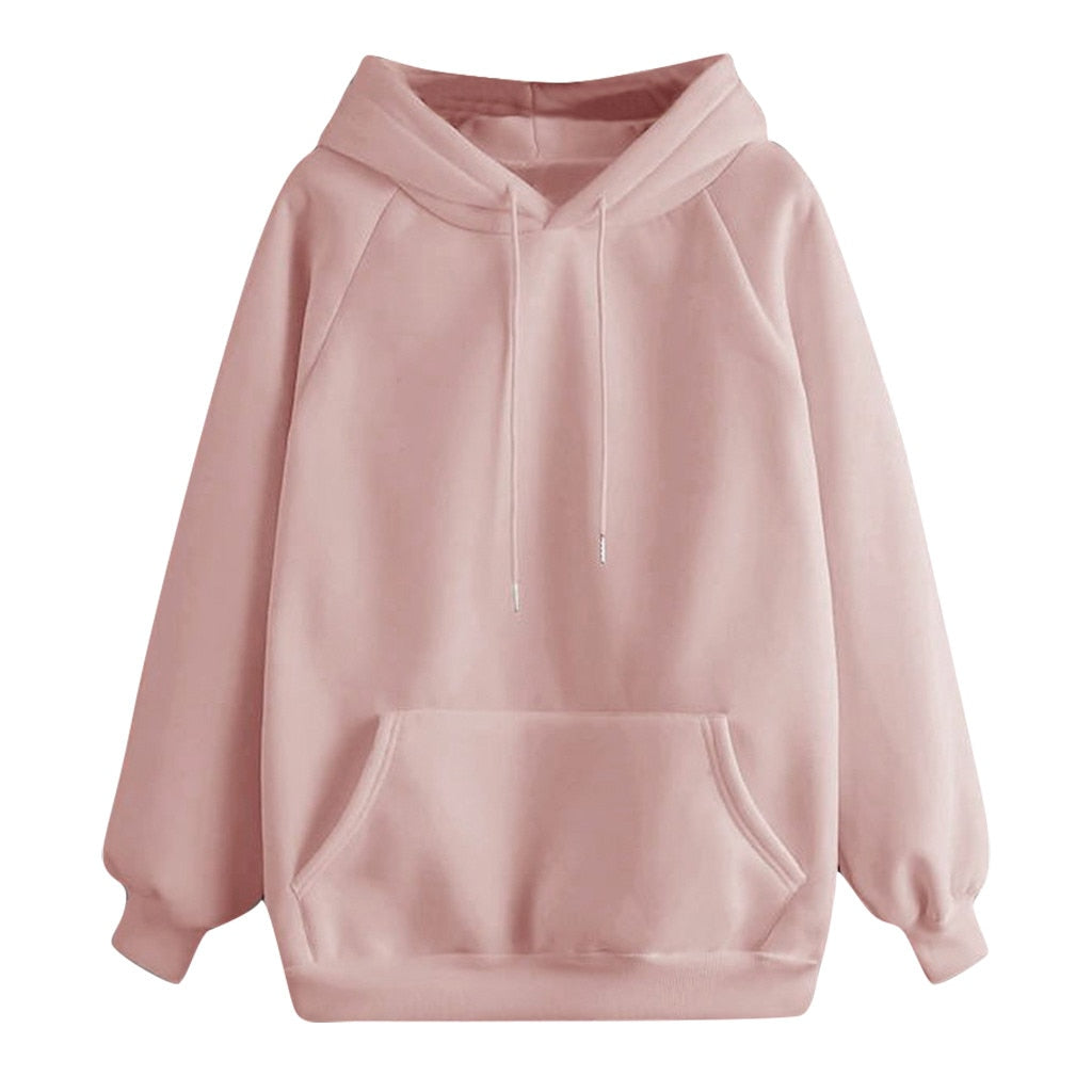 Women Hoodies Fall 2019 Casual Solid Color Hoodie Pocket Long Sleeve Pullover Sweatshirt Pastel Clothes Bluzy Damskie Z Kapturem