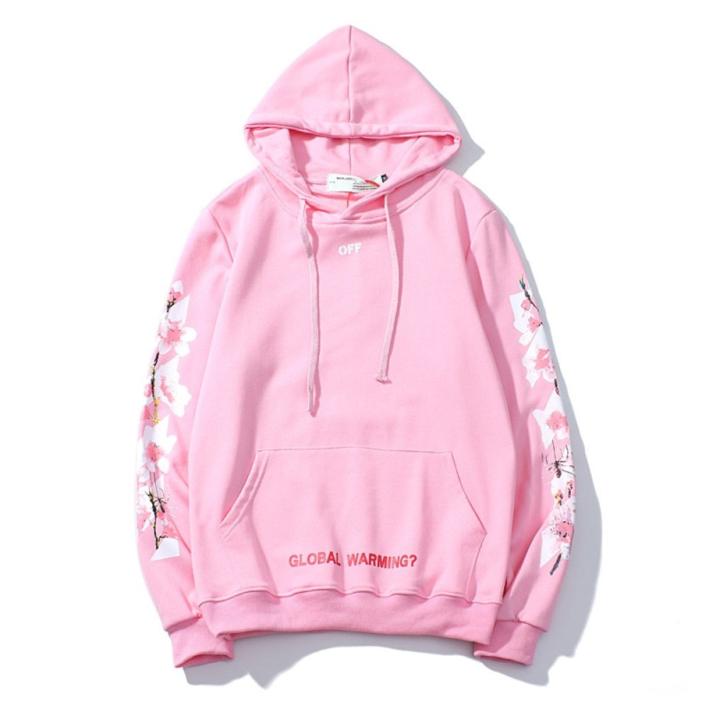 hoodies women Pink Peach Blossom Fower Couple crop top sweatshirt Coat sexy long sleeve crop top Leisure Pocket Popular