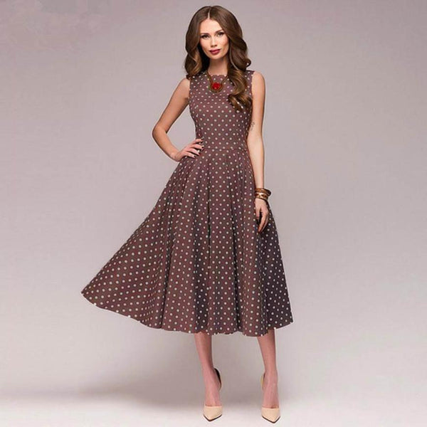 KANCOOLD dress Womens Dot Sleeveless Hebburn Vintage Zip Empire Dress Cute Floral Knee Length dress women 2018jul20