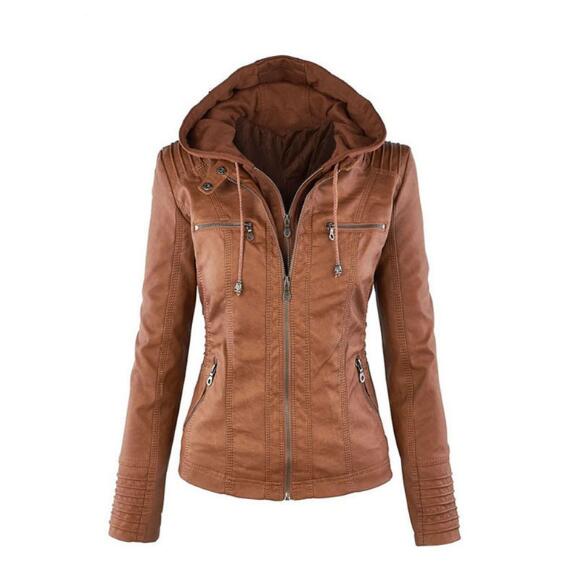 Hot autumn and winter women leather jacket zipper motorcycle leather coat short paragraph PU jacket large size coat 3XL-7XL